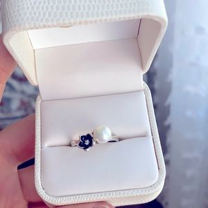 AUTHENTIC Pandora Mystic Floral with Pearl Ring